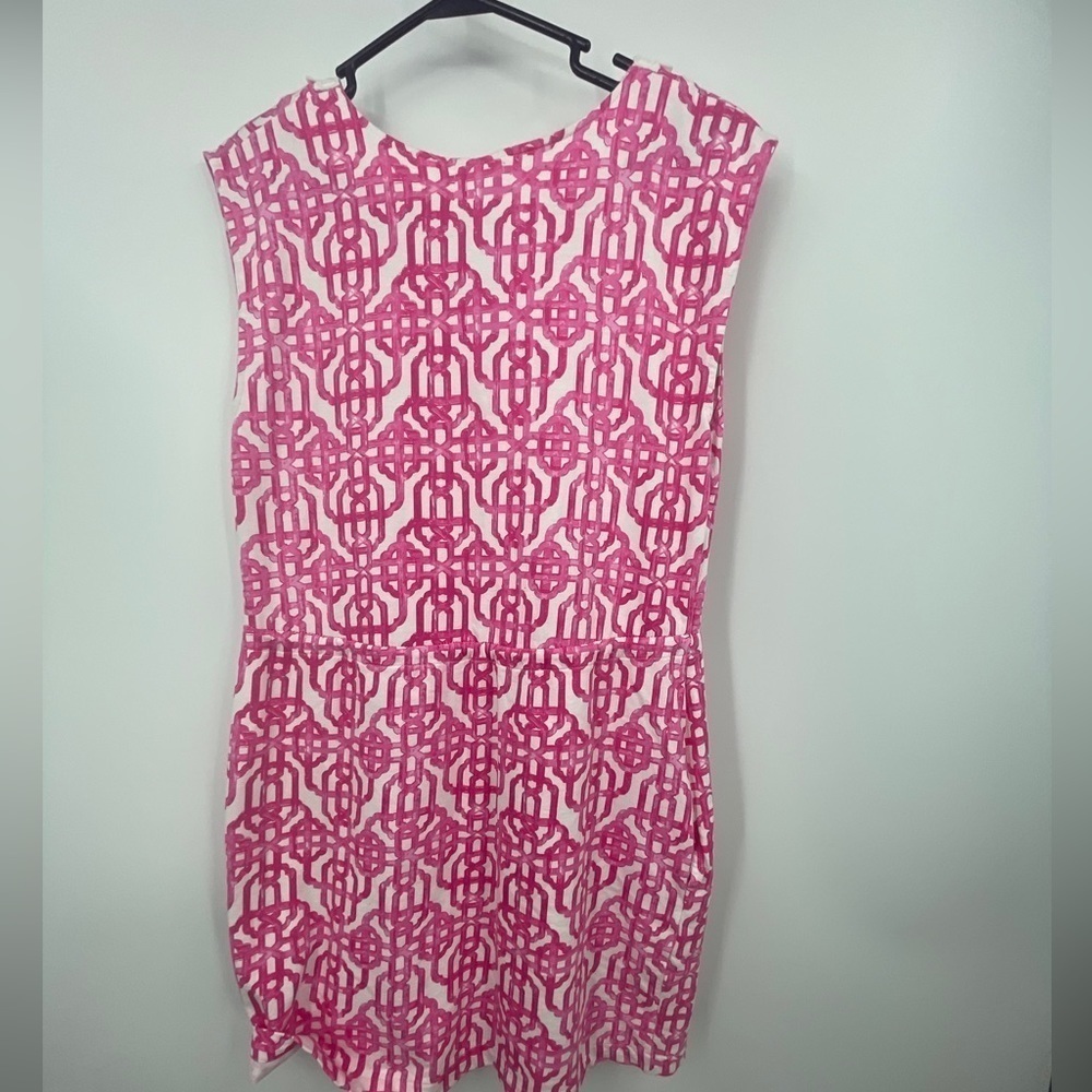 Mud Pie Boutique Sz M Pink White “Millie” Lattice Dress French Terry Lined - Picture 6 of 8